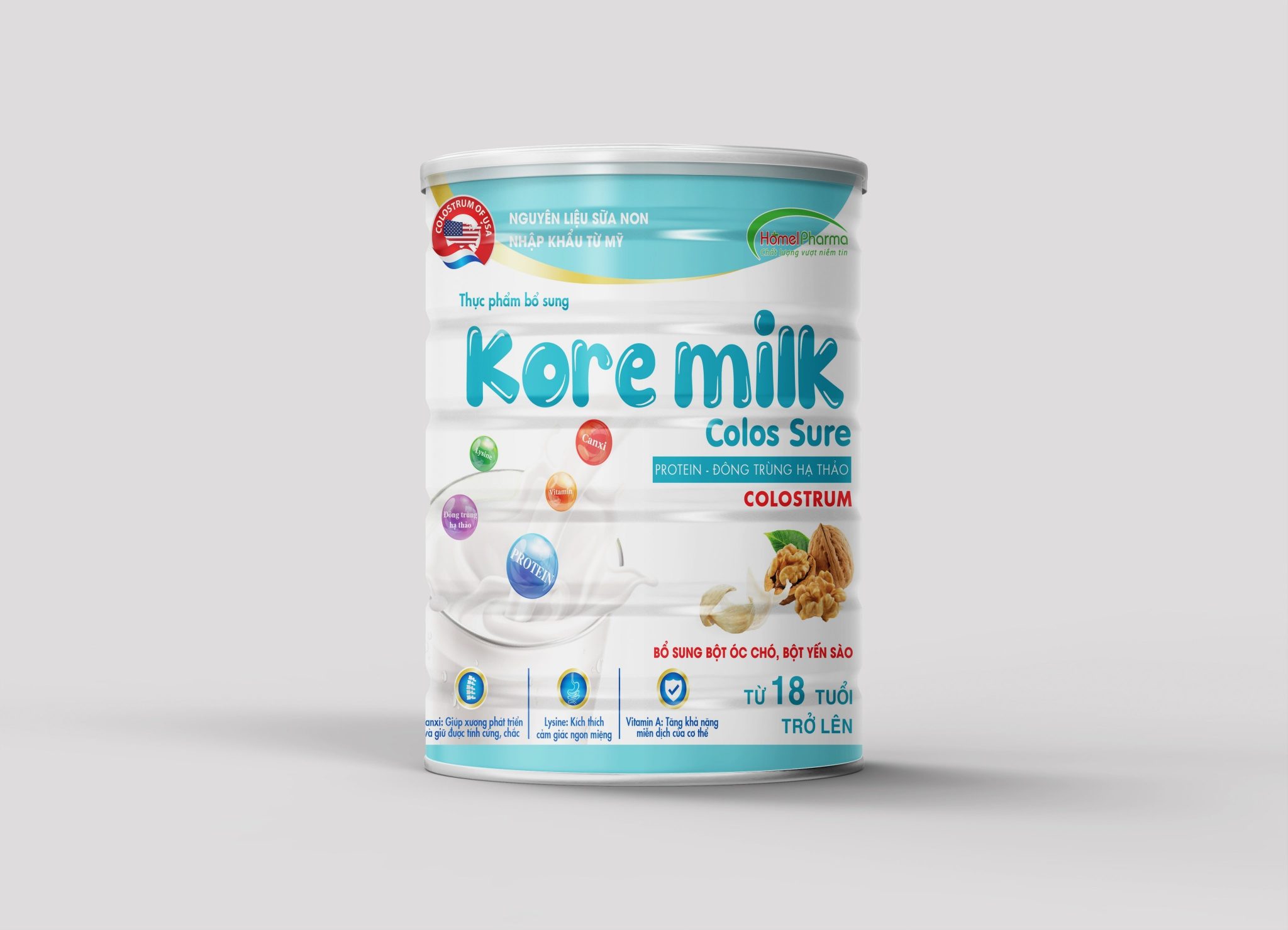 Kore Milk Colos Sure Protein - Đông Trùng Hạ Thảo